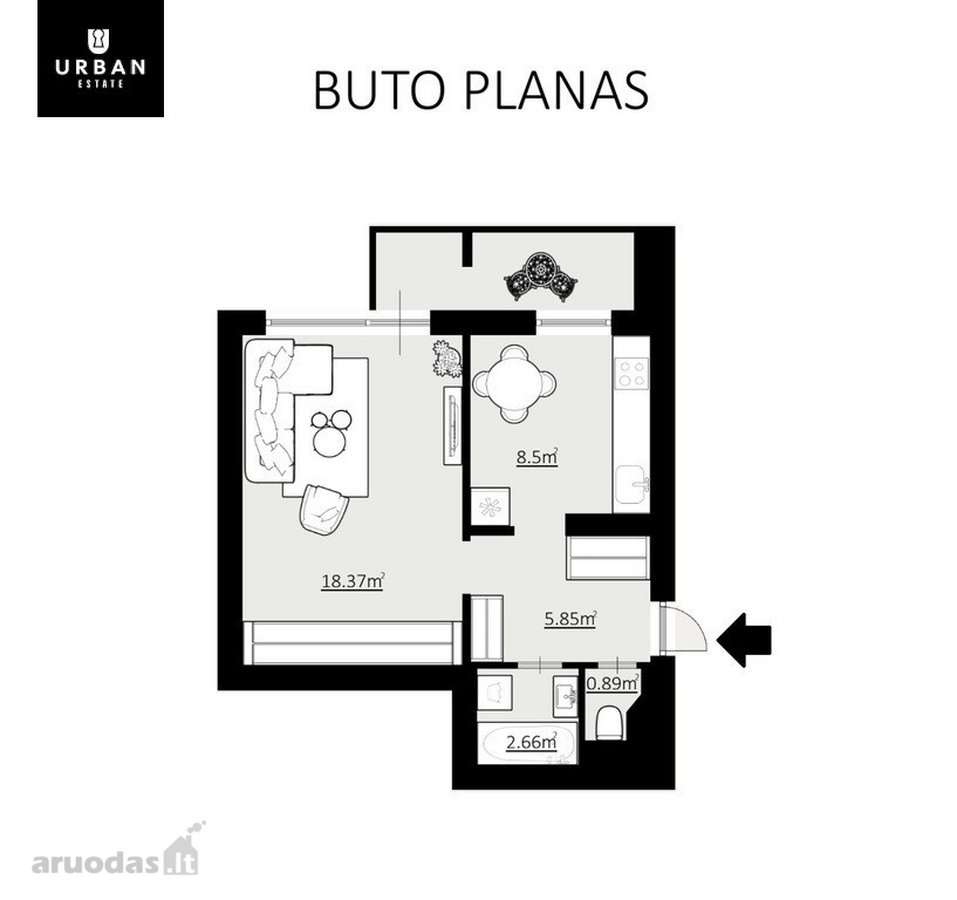 Funkcionalaus Išplanavimo Butas Nedidelėje, - nuotraukos Nr. 14