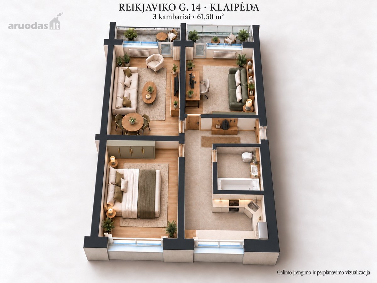 3 Kambarių Butas Šalia Pc Molas – 2 Balkonai, - nuotraukos Nr. 5
