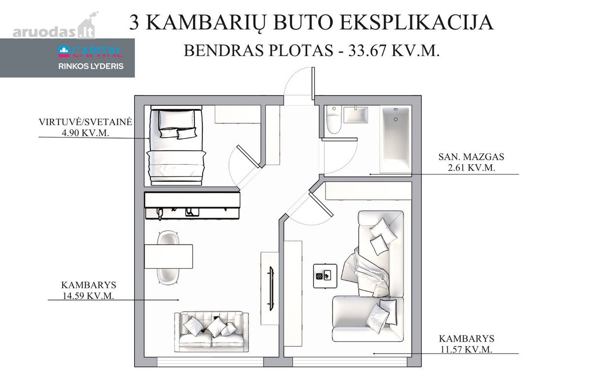 Parduodamas Tvarkingas 3k Butas Kalvarijų G., - nuotraukos Nr. 16