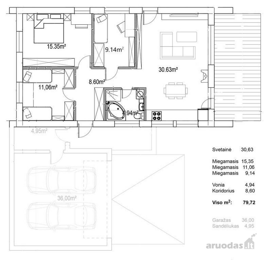 Parduodami 80 m² namai naujai besikuriančioje - nuotraukos Nr. 18