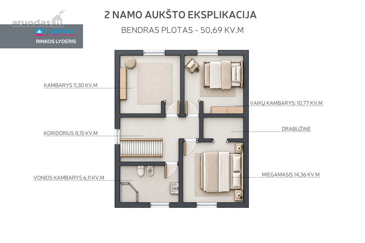 Parduodamas 4 Kambarių, 2 Aukštų Namas Su - nuotraukos Nr. 25