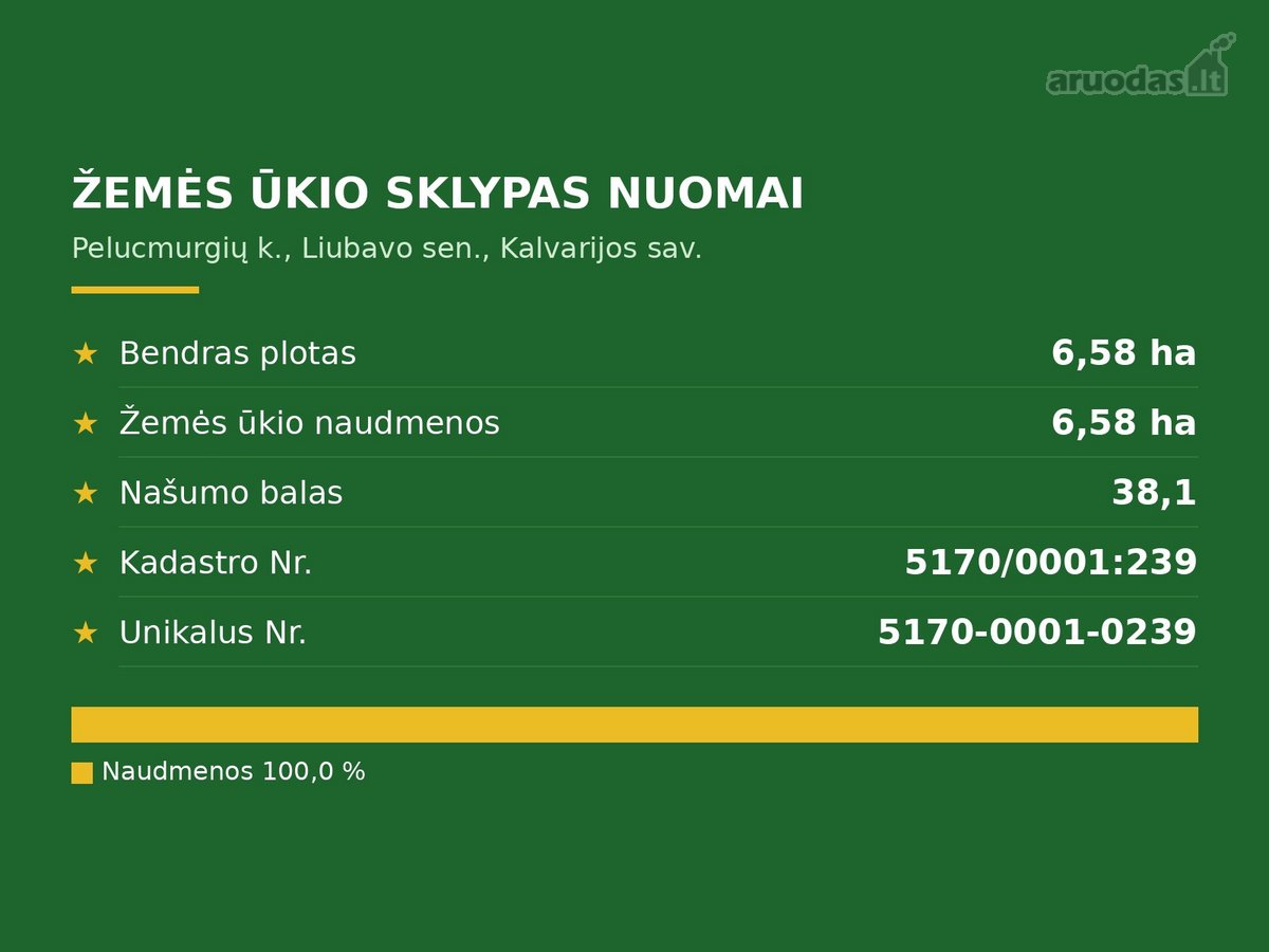 Nuomojamas  žemės ūkio paskirties sklypas - nuotraukos Nr. 5