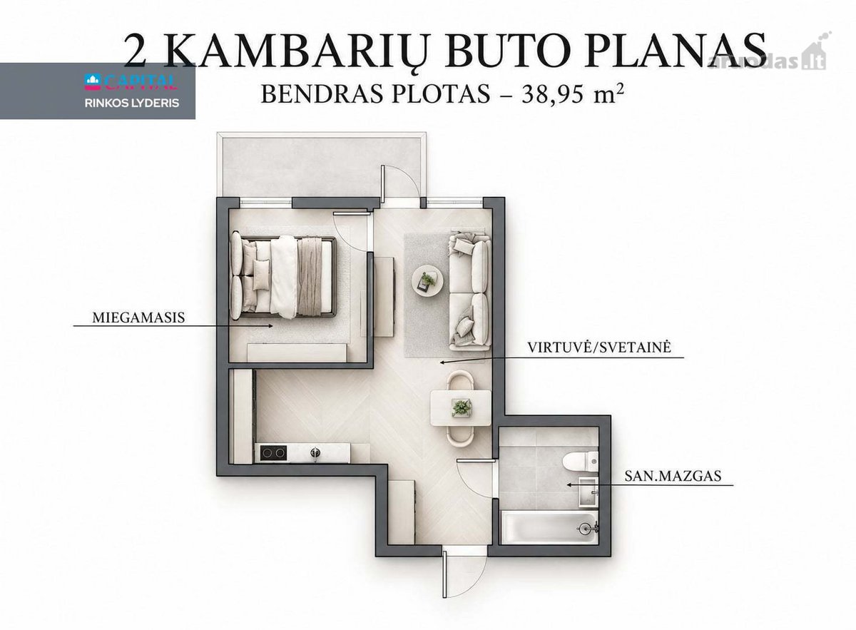 Parduodamas Šviesus Ir Ekonomiškas Butas Su - nuotraukos Nr. 19