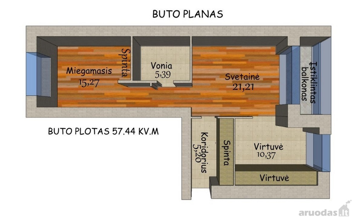 Išnuomojamas kokybiškai įrengtas 2 kambarių - nuotraukos Nr. 20