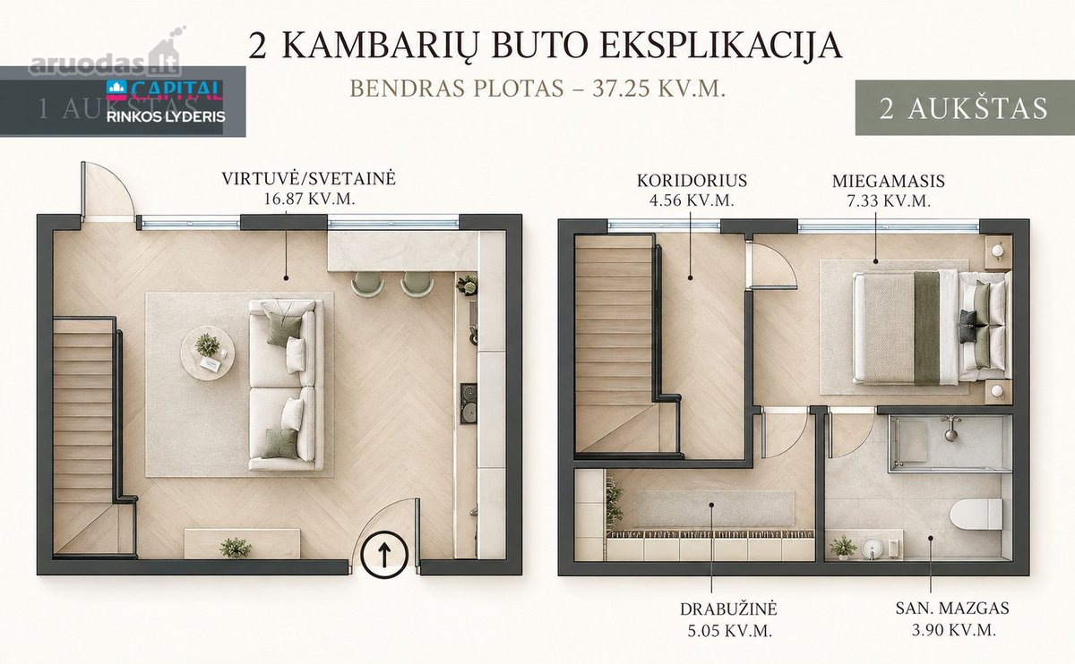 Naujas 2 Kambarių Būstas Su Erdvia Terasa - nuotraukos Nr. 26