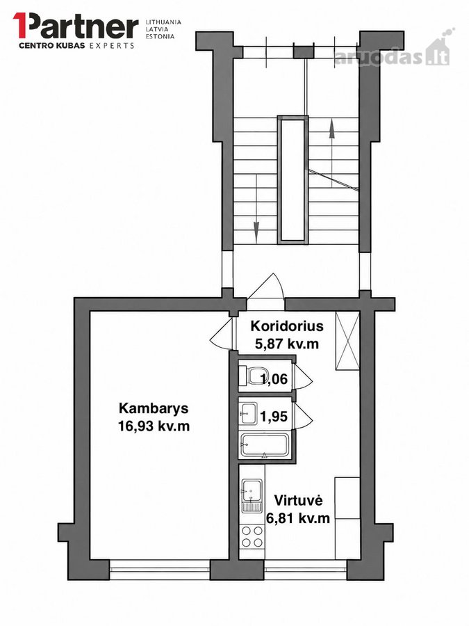 Parduodamas 32,62 kv. m vieno kambario butas - nuotraukos Nr. 8