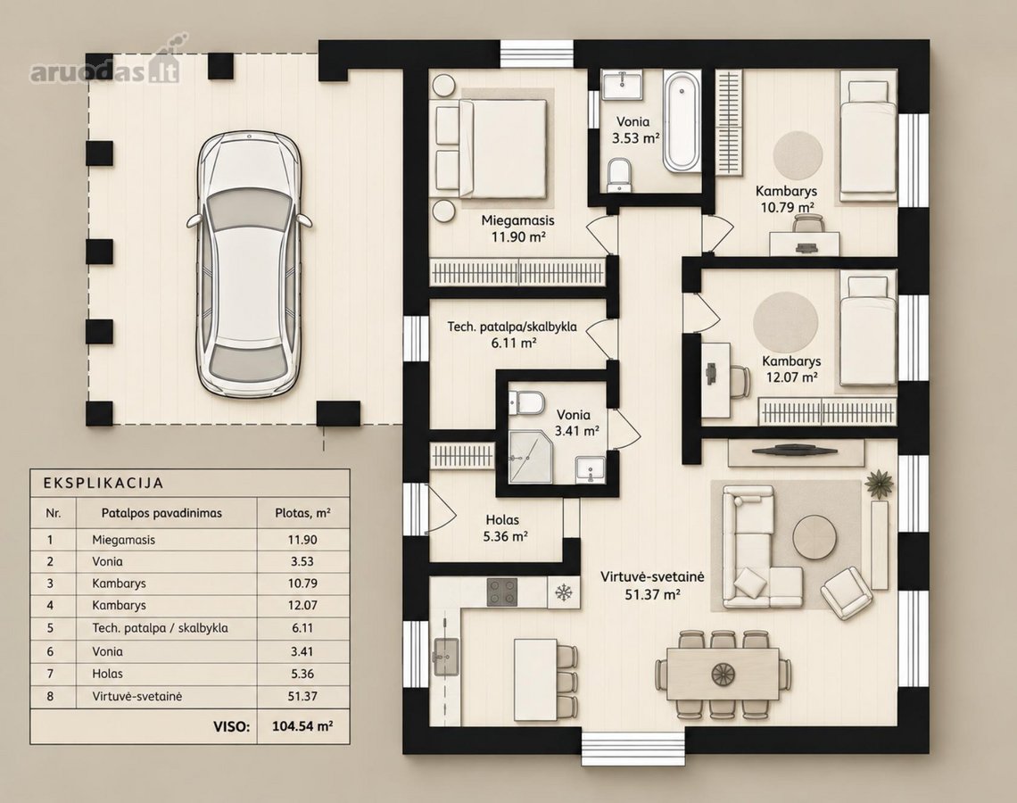 Individualus 104 M² Ploto Namas 13 Arų Sklype - nuotraukos Nr. 40