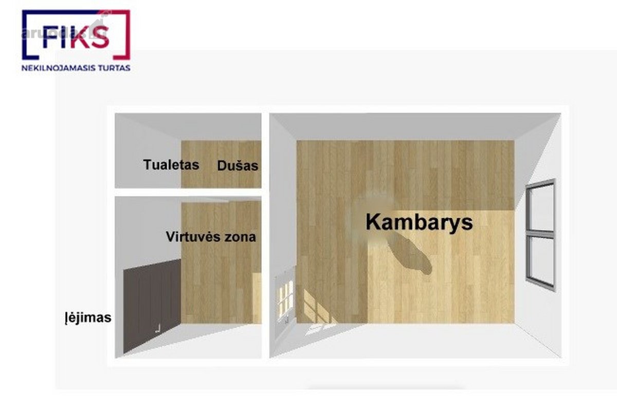 Nuomojamas  Pilnai Įrengtas 1 Kambario Butas - nuotraukos Nr. 13