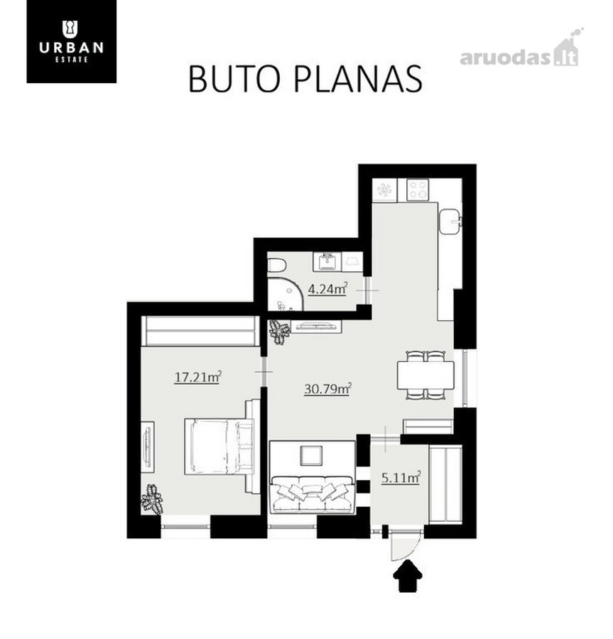 Tvarkingas, Jaukiai Įrengtas Butas Nemenčinės - nuotraukos Nr. 15