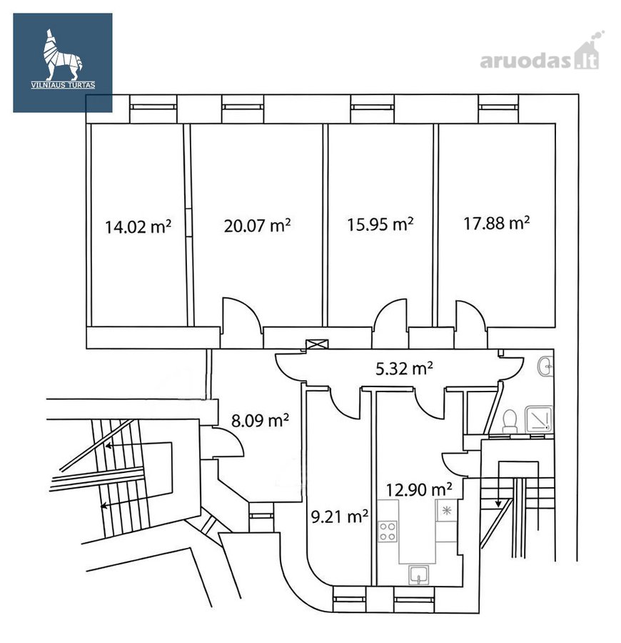 Išskirtinis 5 k. butas Vilniaus senamiestyje, - nuotraukos Nr. 7