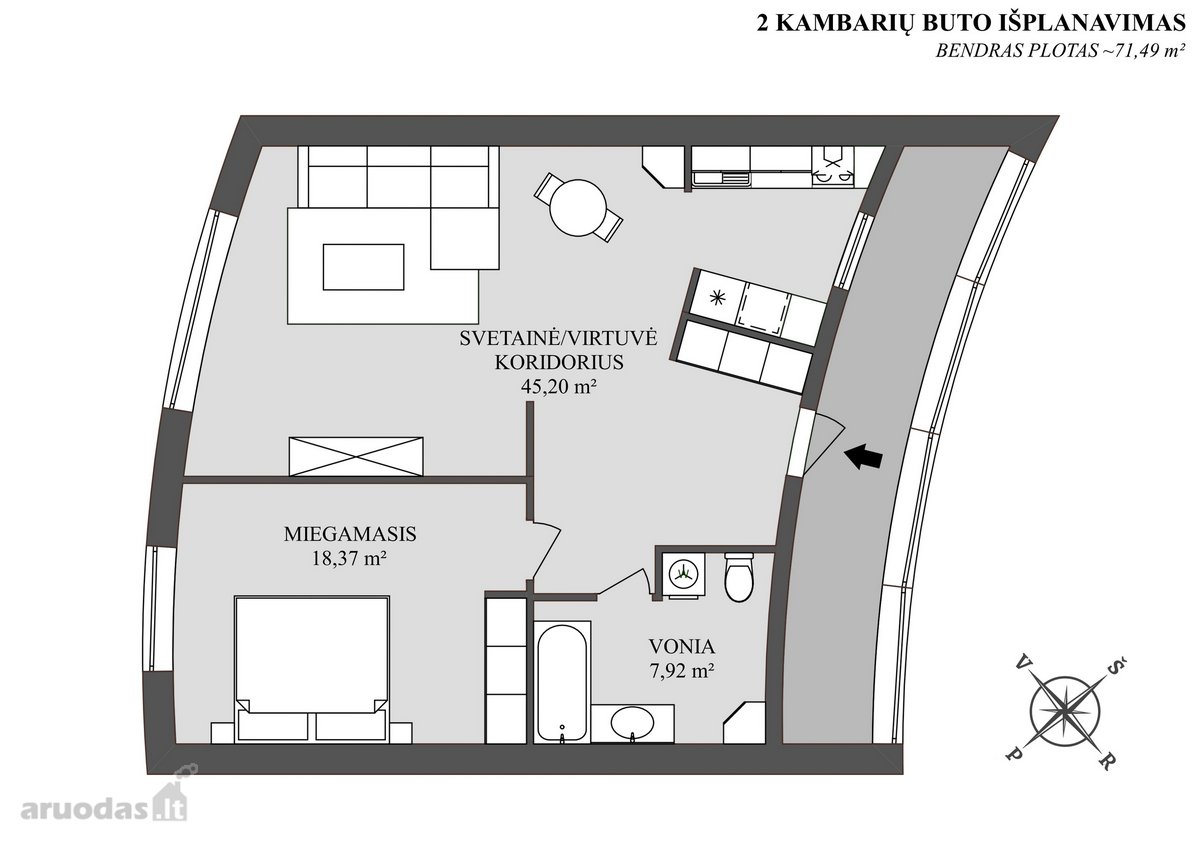 Parduodamas Erdvus 2 Kambarių Butas Senajame - nuotraukos Nr. 26