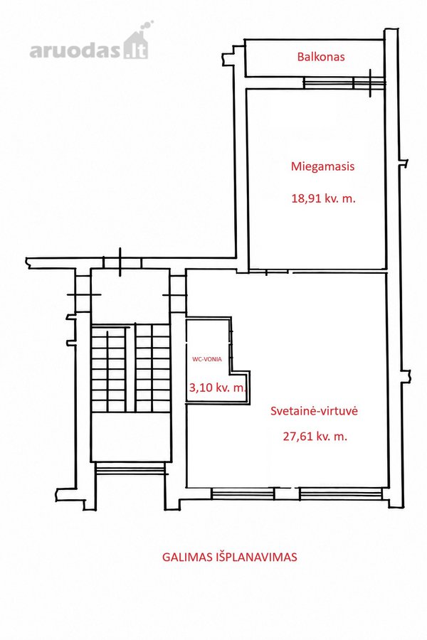 Parduodamas 2 kambarių butas Klaipėdos miesto - nuotraukos Nr. 20