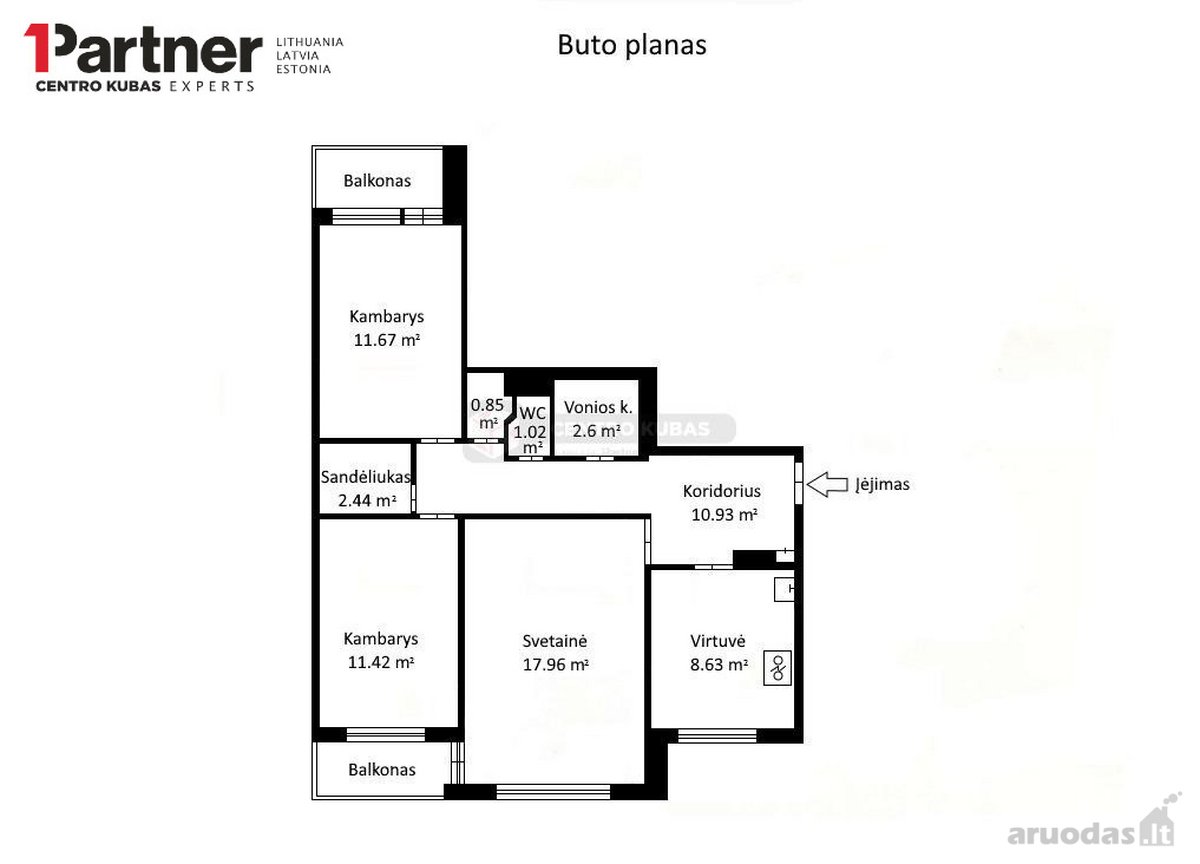 Parduodamas erdvus 3 kambarių butas su rūsiu - nuotraukos Nr. 21
