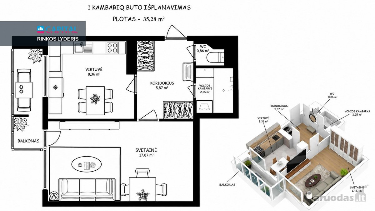 Parduodamas Tvarkingas 1 Kambario Butas, - nuotraukos Nr. 18