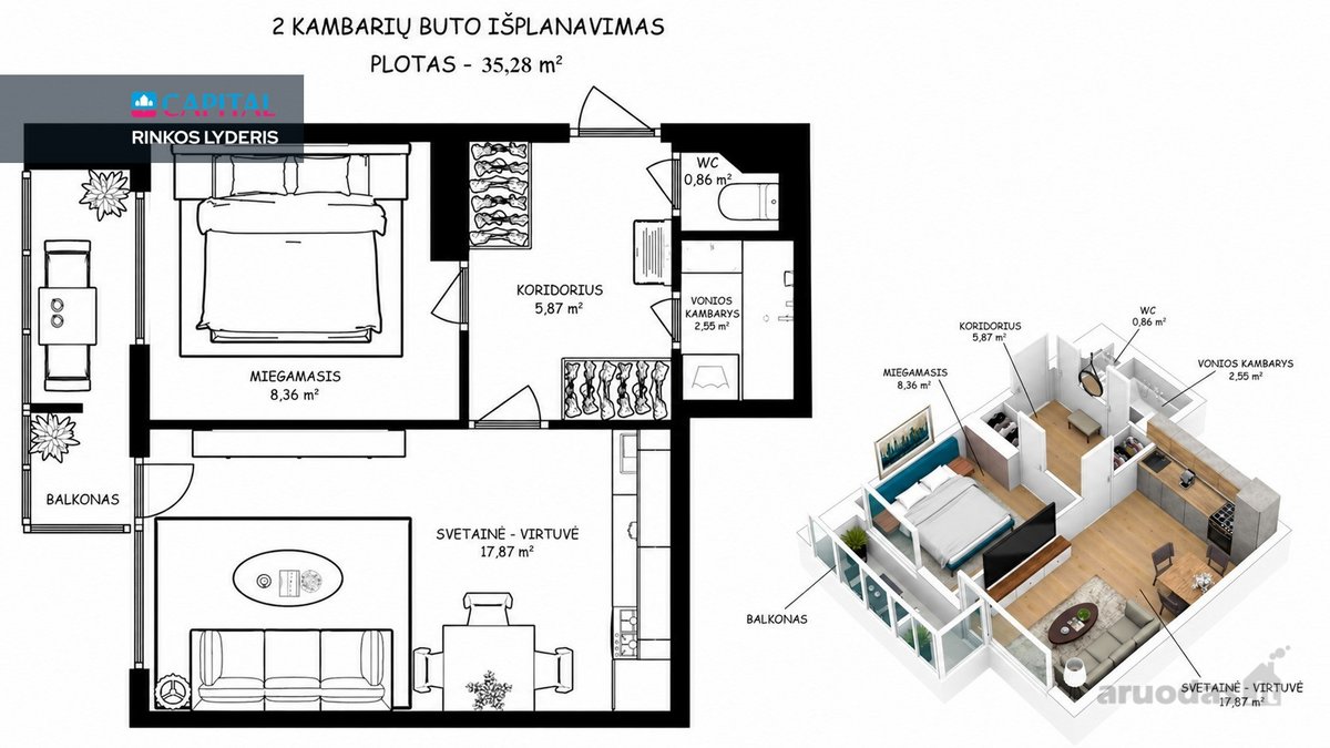 Parduodamas Tvarkingas 1 Kambario Butas, - nuotraukos Nr. 19