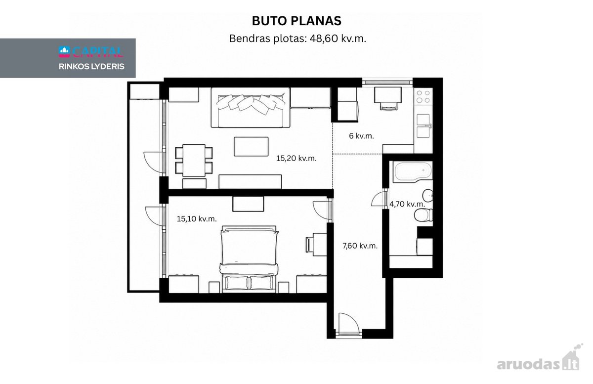 Parduodamas Jaukus 2 Kambarių Butas - nuotraukos Nr. 22