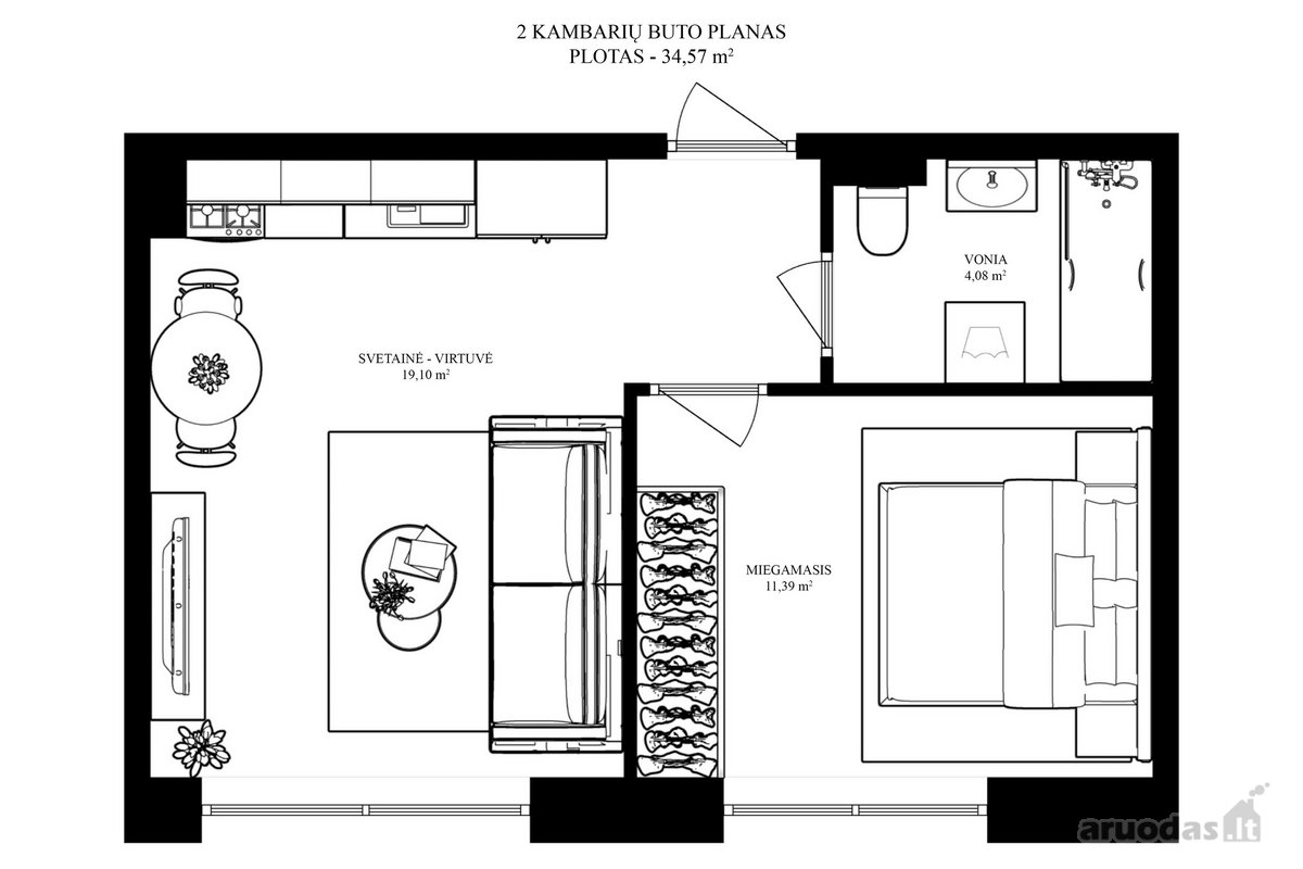 Parduodamas jaukus ir šviesus 2-jų kambarių - nuotraukos Nr. 18