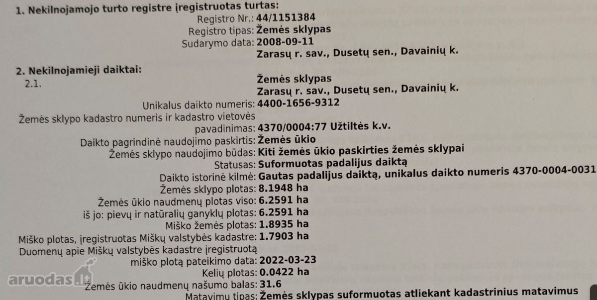 Parduodamas 8,19ha žemės ūkio sklypas Zarasų - nuotraukos Nr. 4