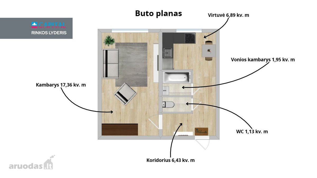 Parduodamas Vieno Kambario Butas Kaišiadoryse - nuotraukos Nr. 10