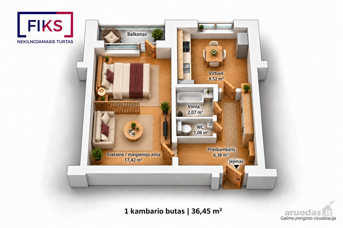 Parduodamas 1 Kamb. Butas Su Įstiklintu - nuotraukos Nr. 29