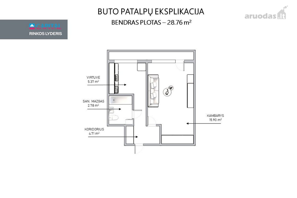 Parduodamas 1 Kambario Butas Žirmūnų Gatvėje - nuotraukos Nr. 16