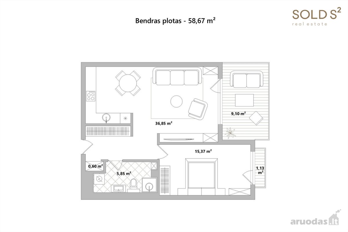 Apartamentai su terasa Žvėryne, Danielių - nuotraukos Nr. 13