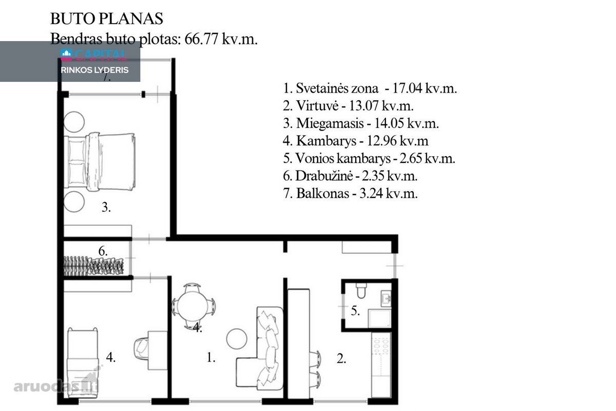 Parduodamas Šviesus Ir Šiltas 3 Kambarių - nuotraukos Nr. 21