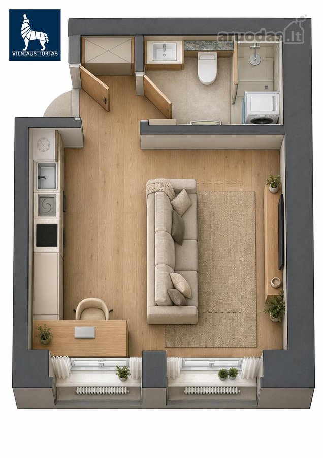 Studija Vilniaus Naujamiestyje  Aukštos - nuotraukos Nr. 4