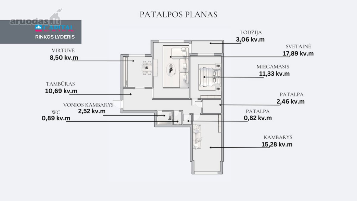 Parduodamas Erdvus 3 Kambarių Butas - nuotraukos Nr. 22