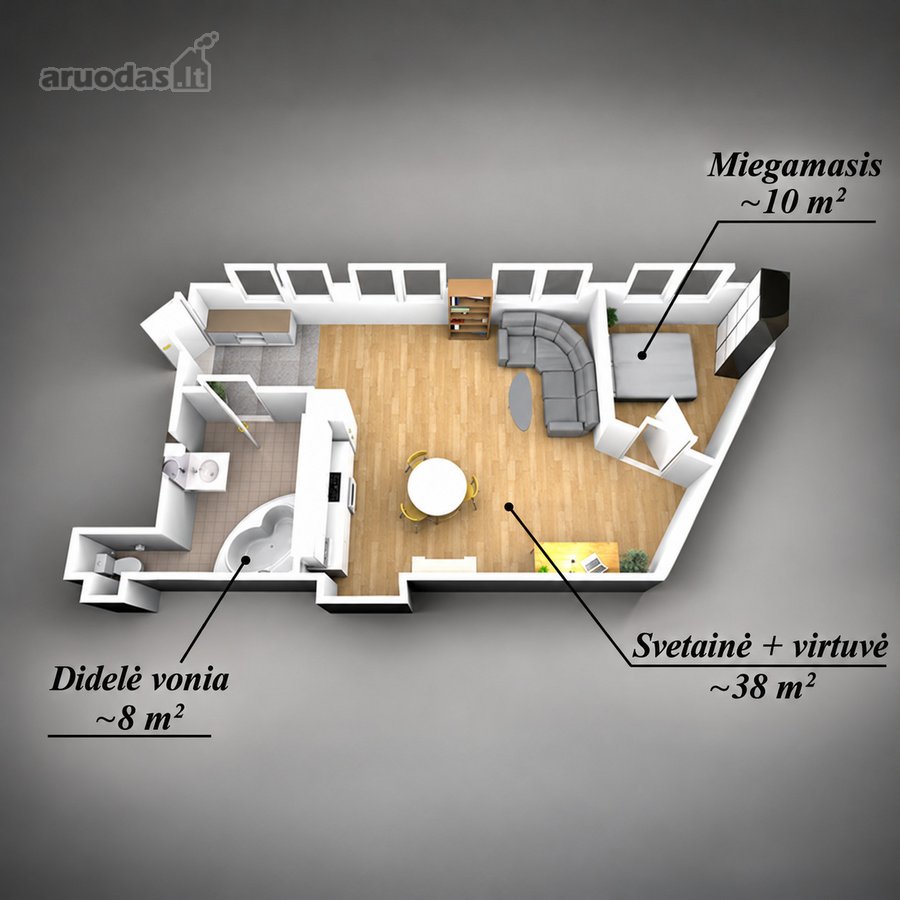 Senamiestis  Jaukus 2 kambarių butas - nuotraukos Nr. 16