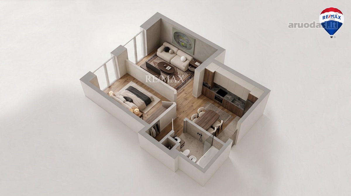 An elegant 45.49 sq. m. three-room apartment - nuotraukos Nr. 6
