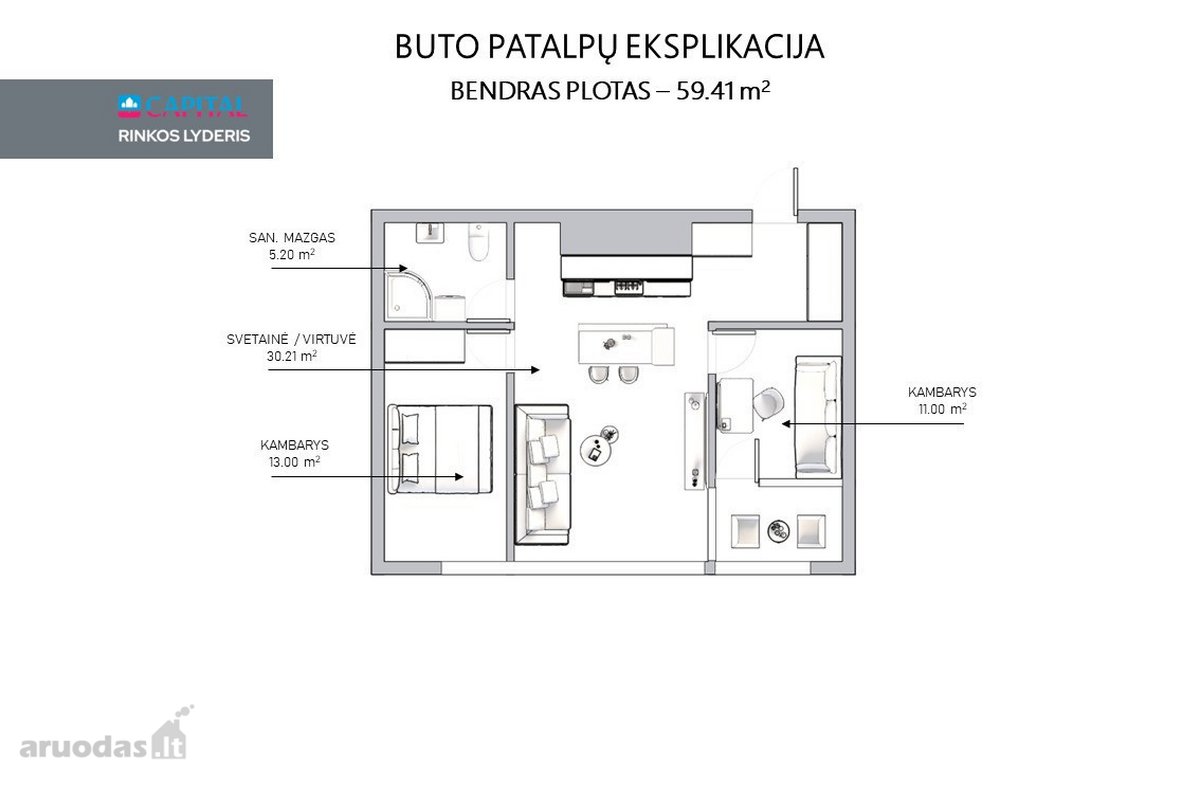 Parduodamas Išskirtinis Butas Su Įspūdinga - nuotraukos Nr. 16