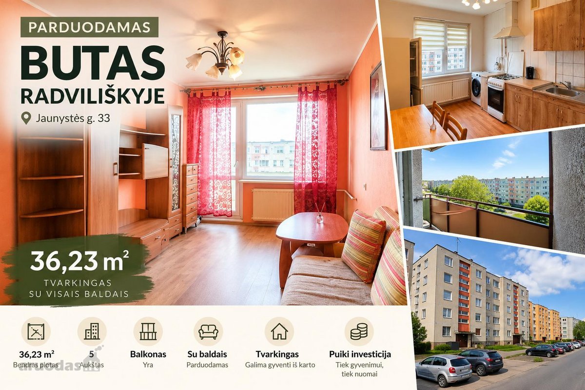 Parduodamas Tvarkingas Butas Radviliškyje, - nuotraukos Nr. 2