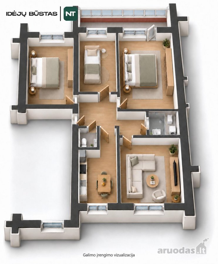 4 Atskiri Kambariai Naikupės G. – 77,56 M² - nuotraukos Nr. 23