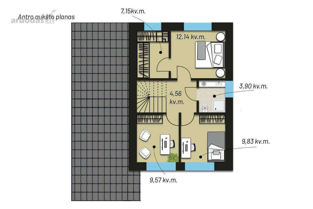 Parduodamas kotedžas su garažu Kalnėnuose, - nuotraukos Nr. 23