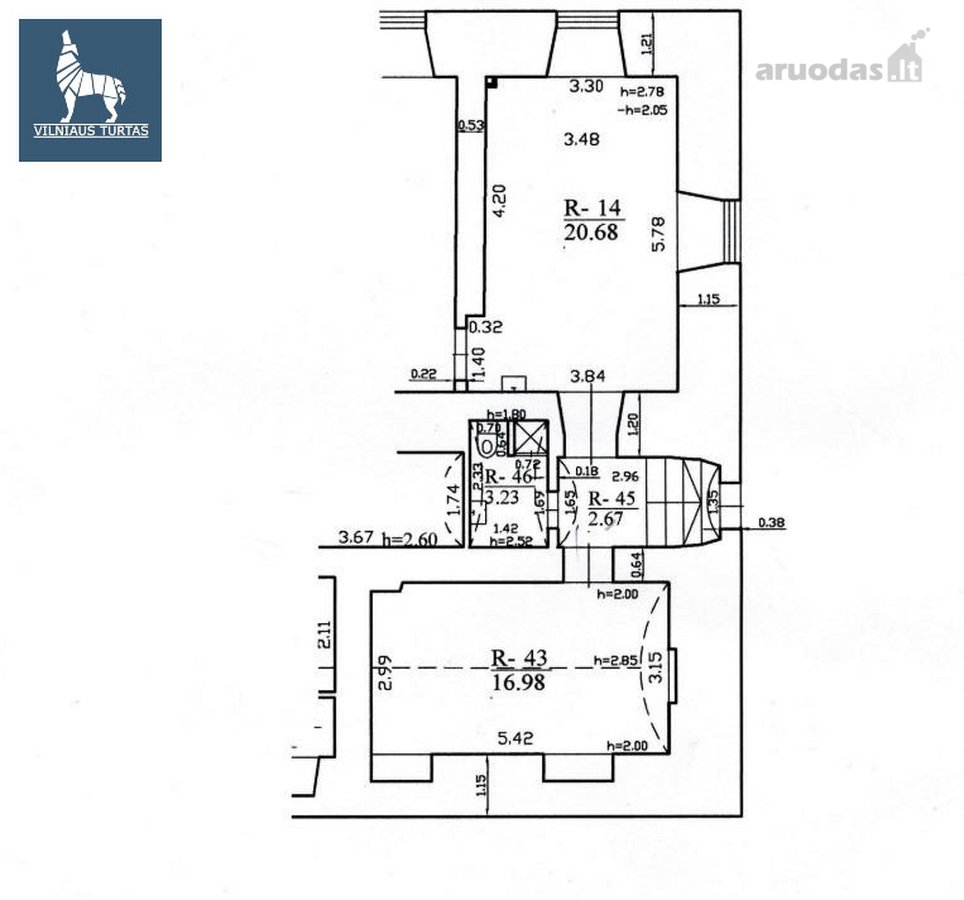 Nuomojamos 43,56 m² patalpos verslui ar - nuotraukos Nr. 18