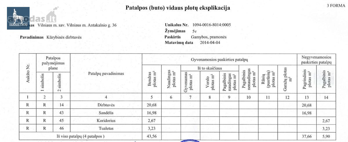 Nuomojamos 43,56 m² patalpos verslui ar - nuotraukos Nr. 19