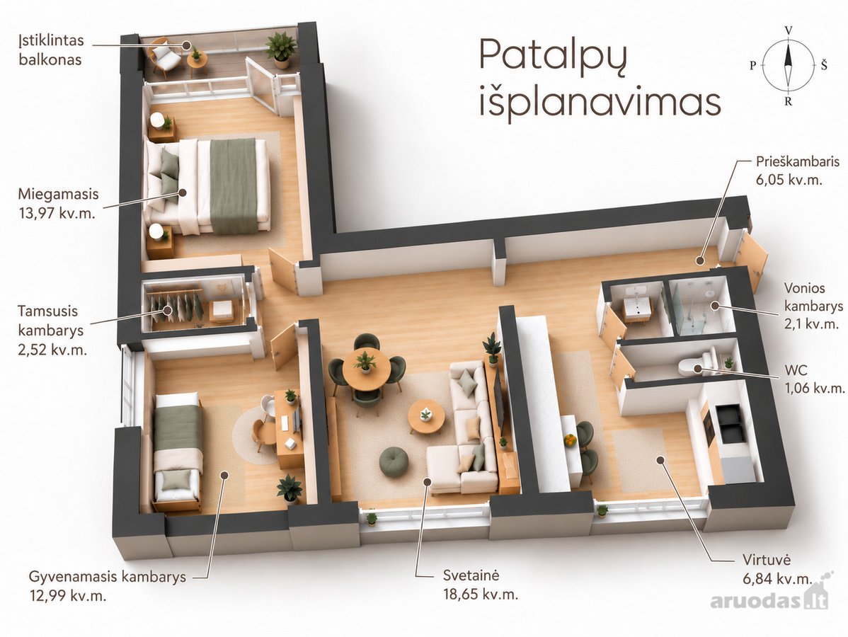Parduodamas 3 Kambarių Butas Architektų G. 27 - nuotraukos Nr. 2