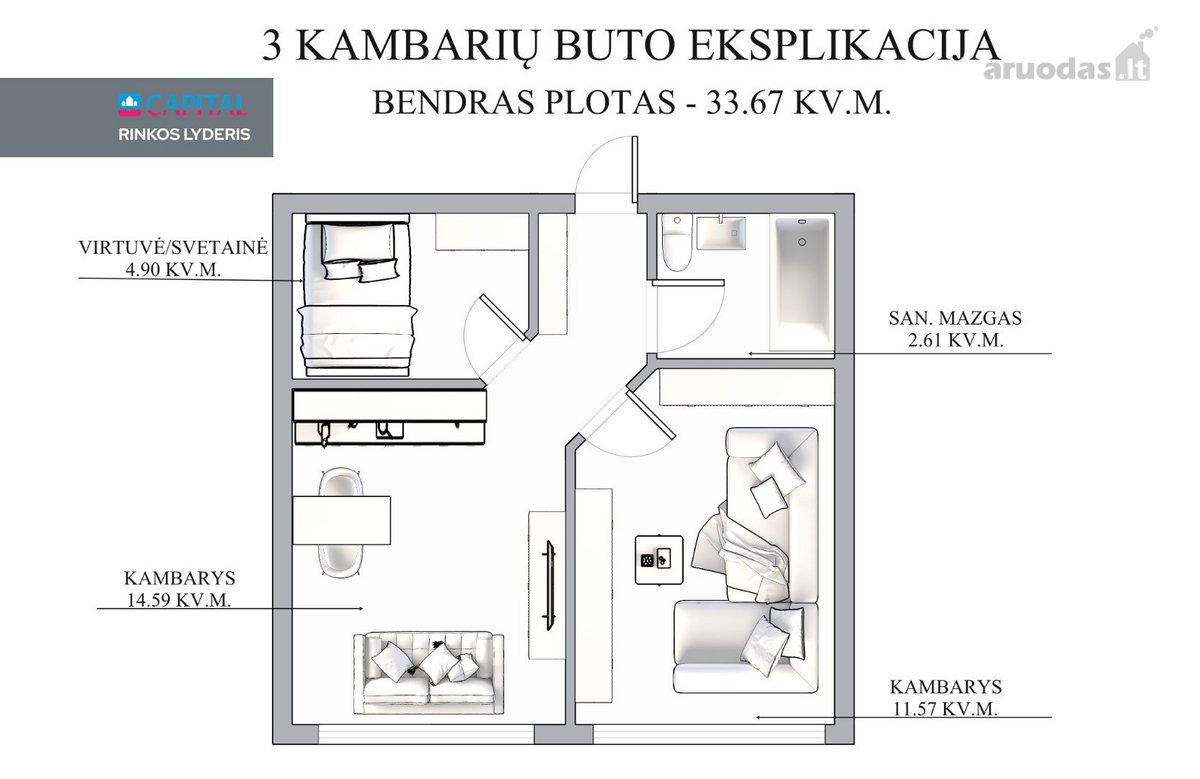Parduodamas Tvarkingas 3k Butas Kalvarijų G., - nuotraukos Nr. 16