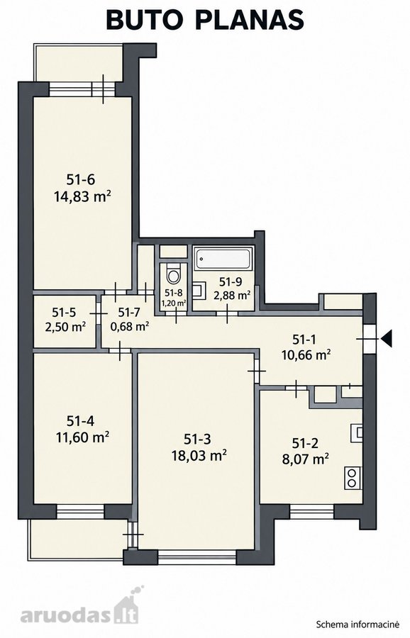 Parduodamas Erdvus 3 Kambarių Butas Su Dviem - nuotraukos Nr. 31