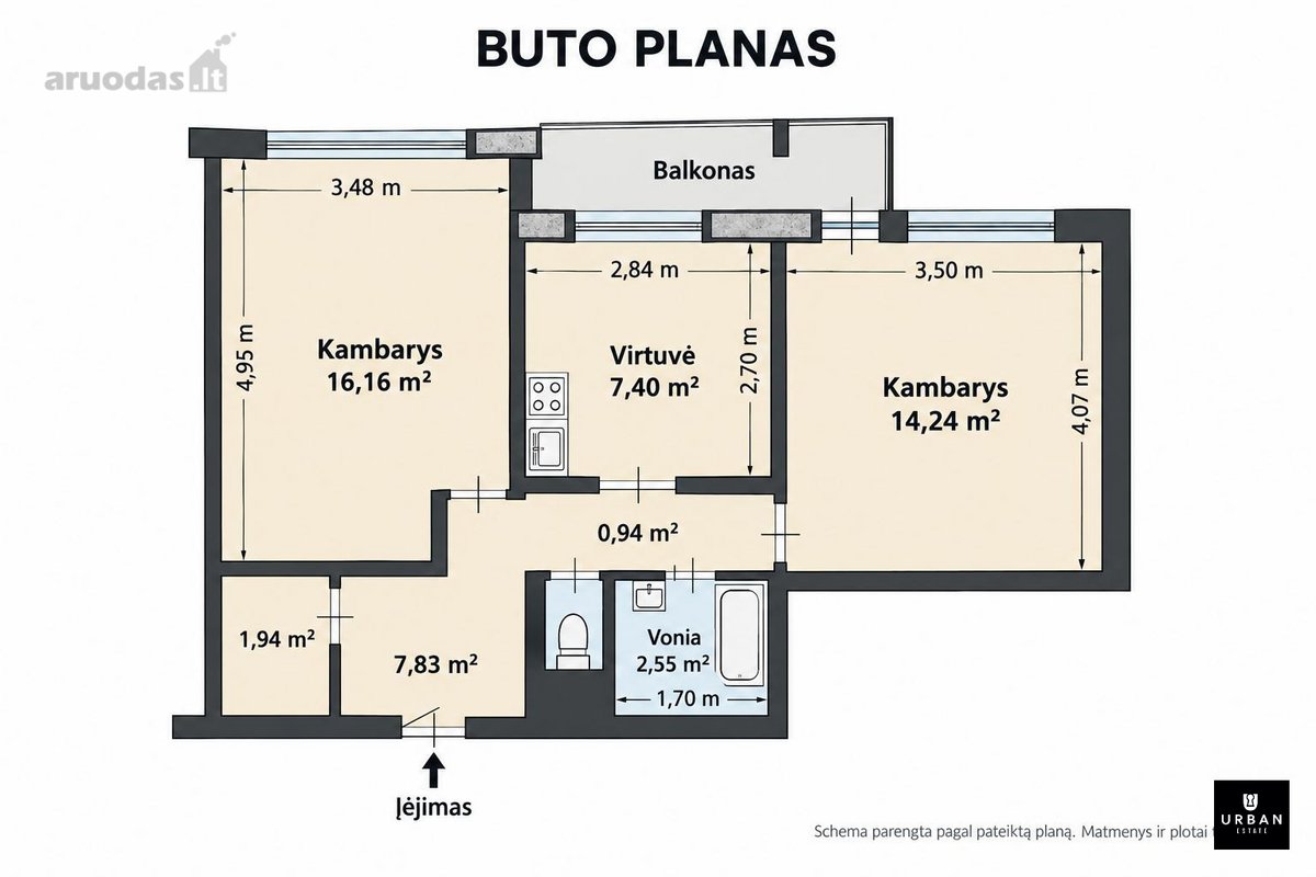Parduodamas Remontuotinas 2 Kambarių Butas Su - nuotraukos Nr. 5