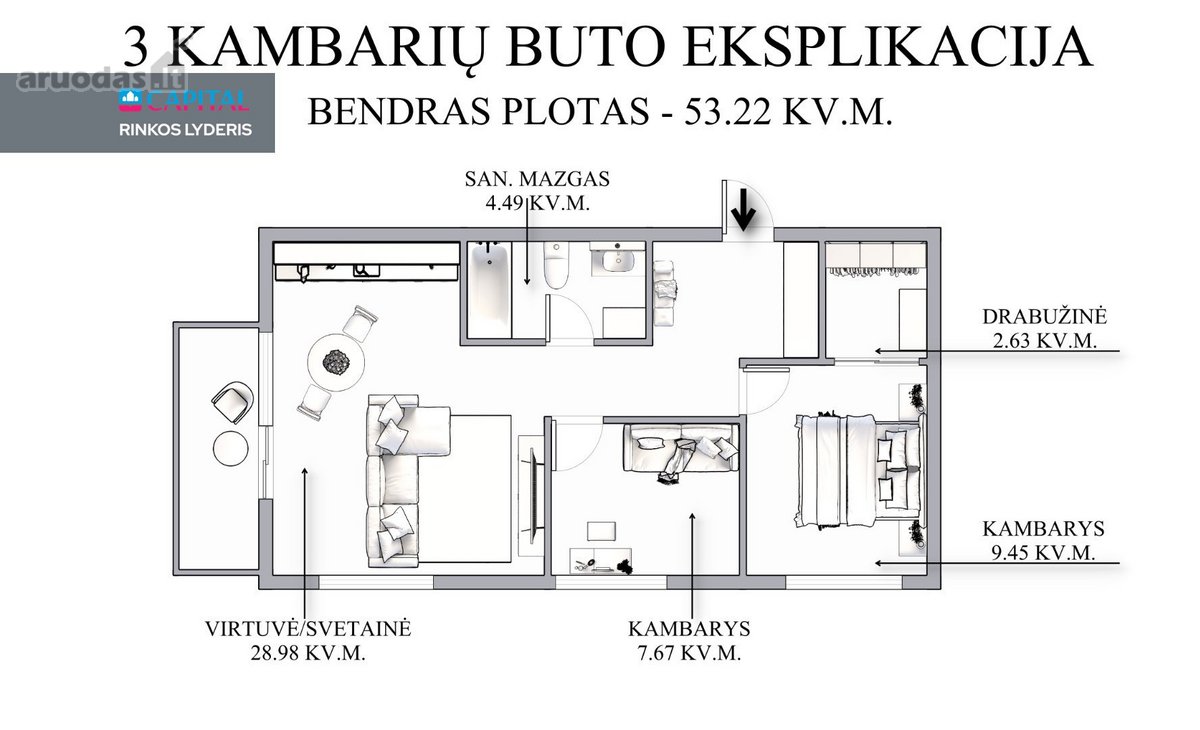 Išskirtinis 3 Kambarių Butas Kaukysos G. – - nuotraukos Nr. 26