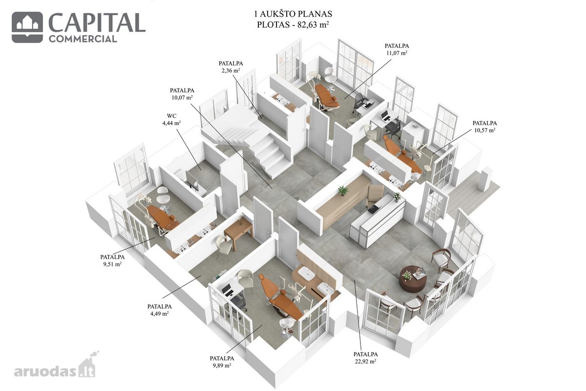 Nuomojamos 162,23 m2 Odontologijos Veiklai - nuotraukos Nr. 22