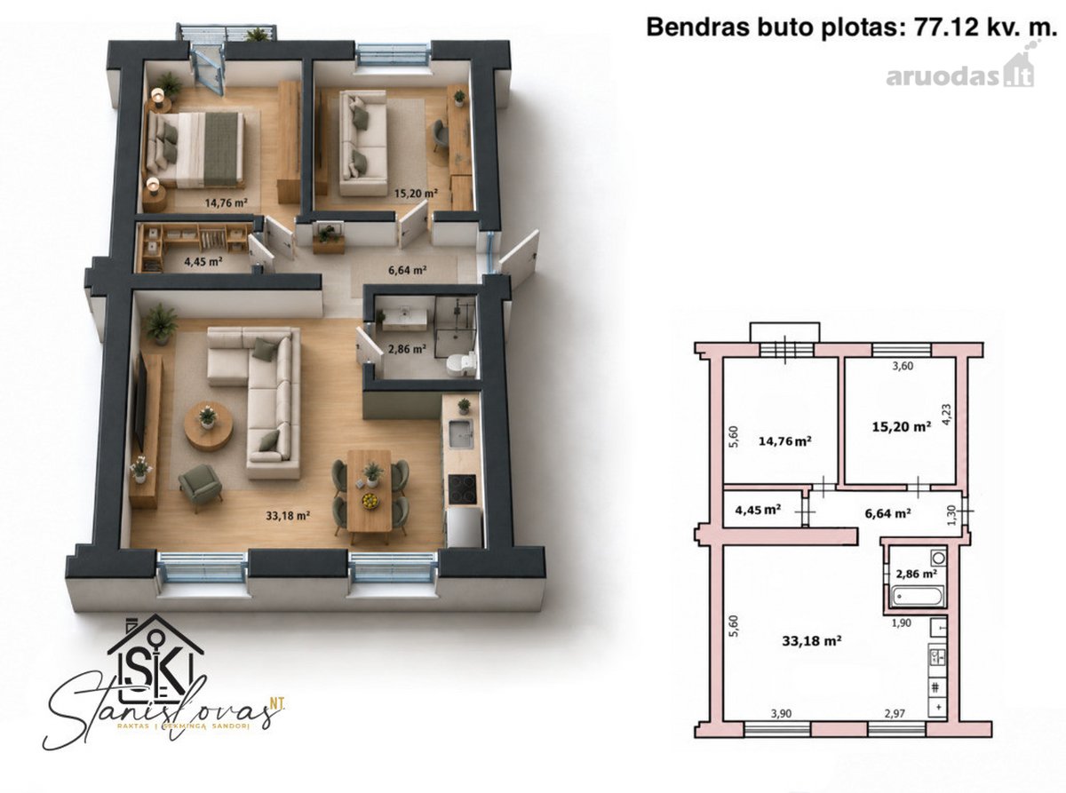 Parduodamas Erdvus 3 Kambarių Butas Klaipėdos - nuotraukos Nr. 5