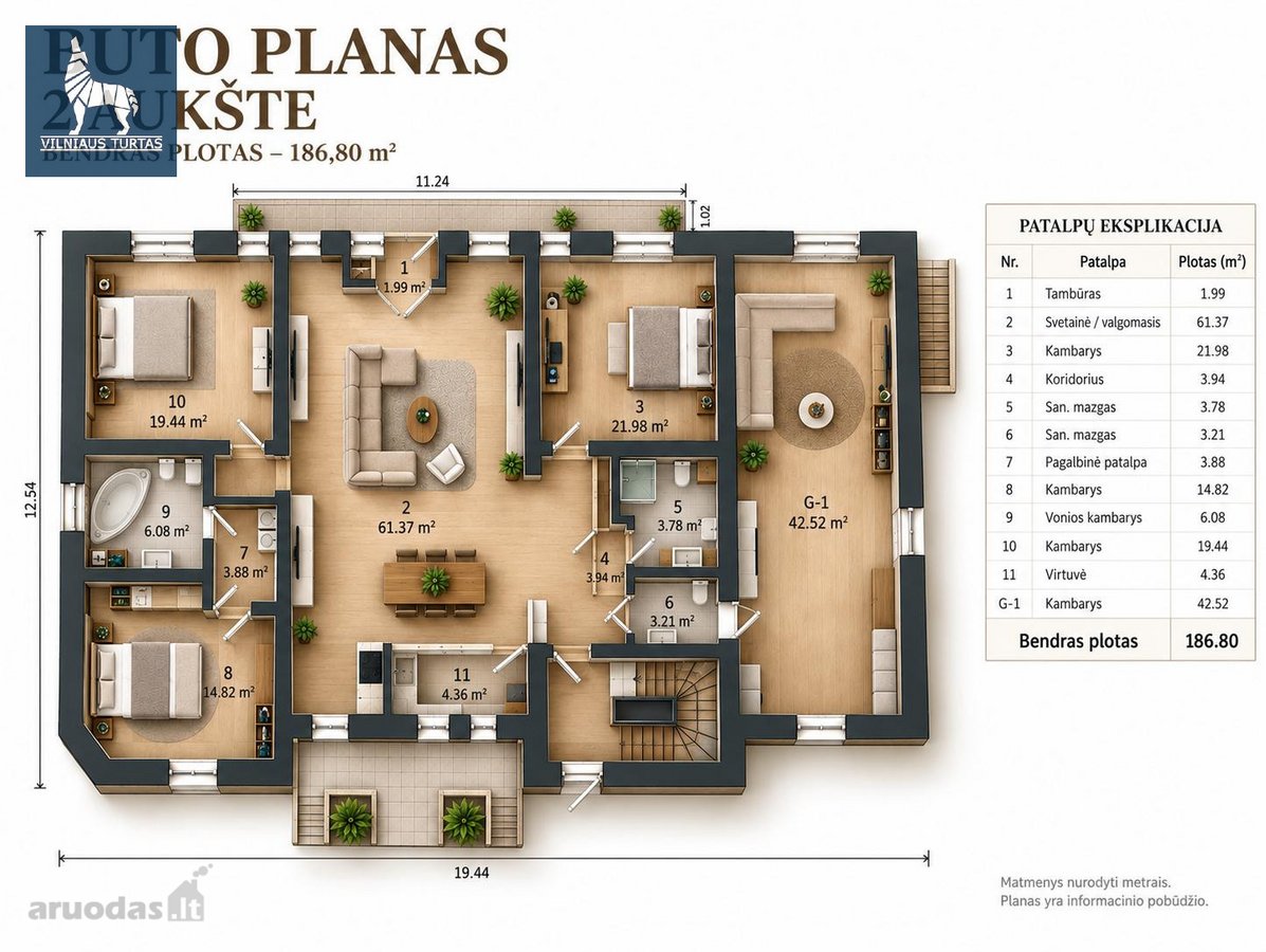 Parduodamas Erdvus 186,80 M² Butas Vilniuje, - nuotraukos Nr. 6