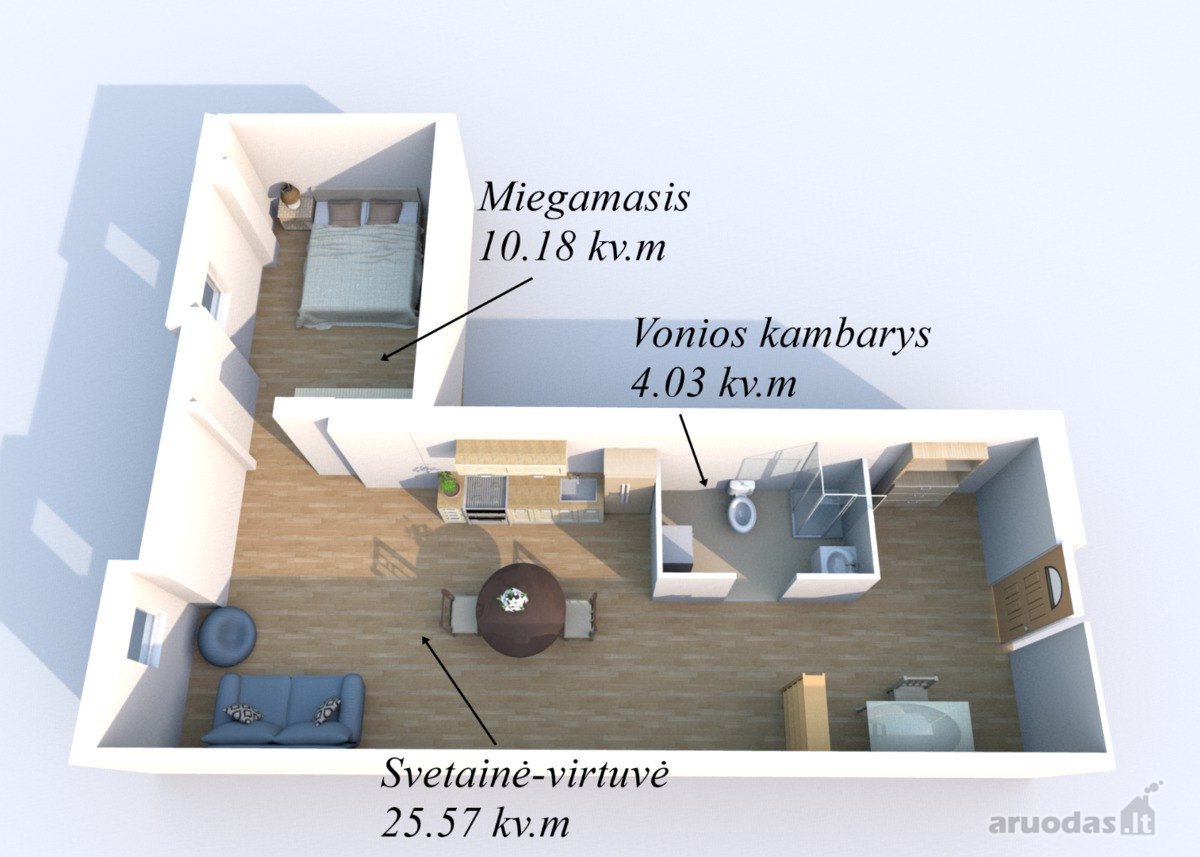 Šviesus 2 kambarių butas su autonominiu - nuotraukos Nr. 18