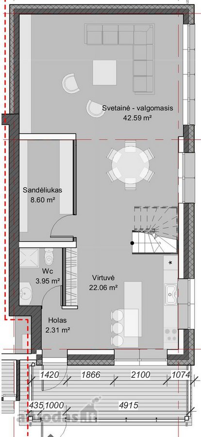 Parduodama namo dalis su projektu - nuotraukos Nr. 4