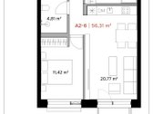 Parduodamas 3 kambarių 56.31 m² butas, - nuotraukos Nr. 3