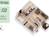 Parduodamas erdvus 2 kambarių butas naujai - nuotraukos Nr. 12