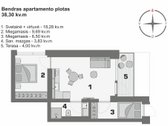 Parduodami 3 kambarių 38,30 kv.m. - nuotraukos Nr. 2